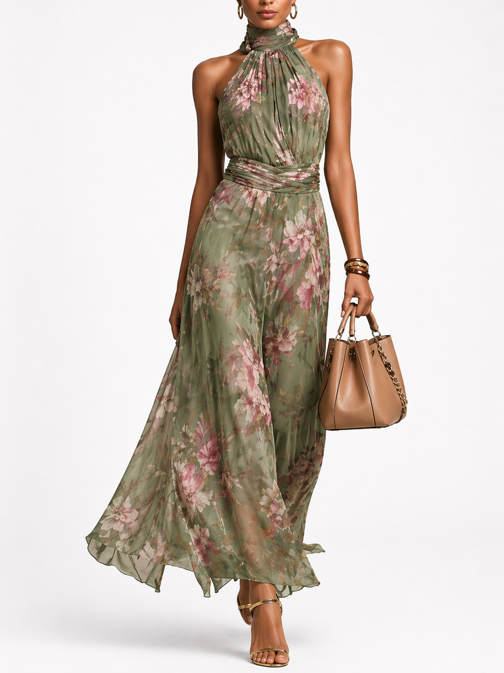 Vestido Halter silueta fluida